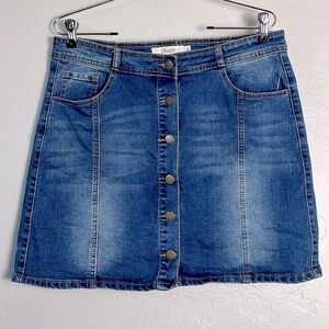 Button Down Jean Skirt